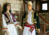 Traditional dresses deployed in a restaurant hall