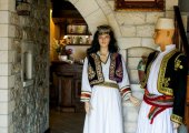 Traditional dresses deployed in a restaurant hall