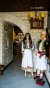 Traditional dresses deployed in a restaurant hall