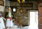 Traditional dresses deployed in a restaurant hall